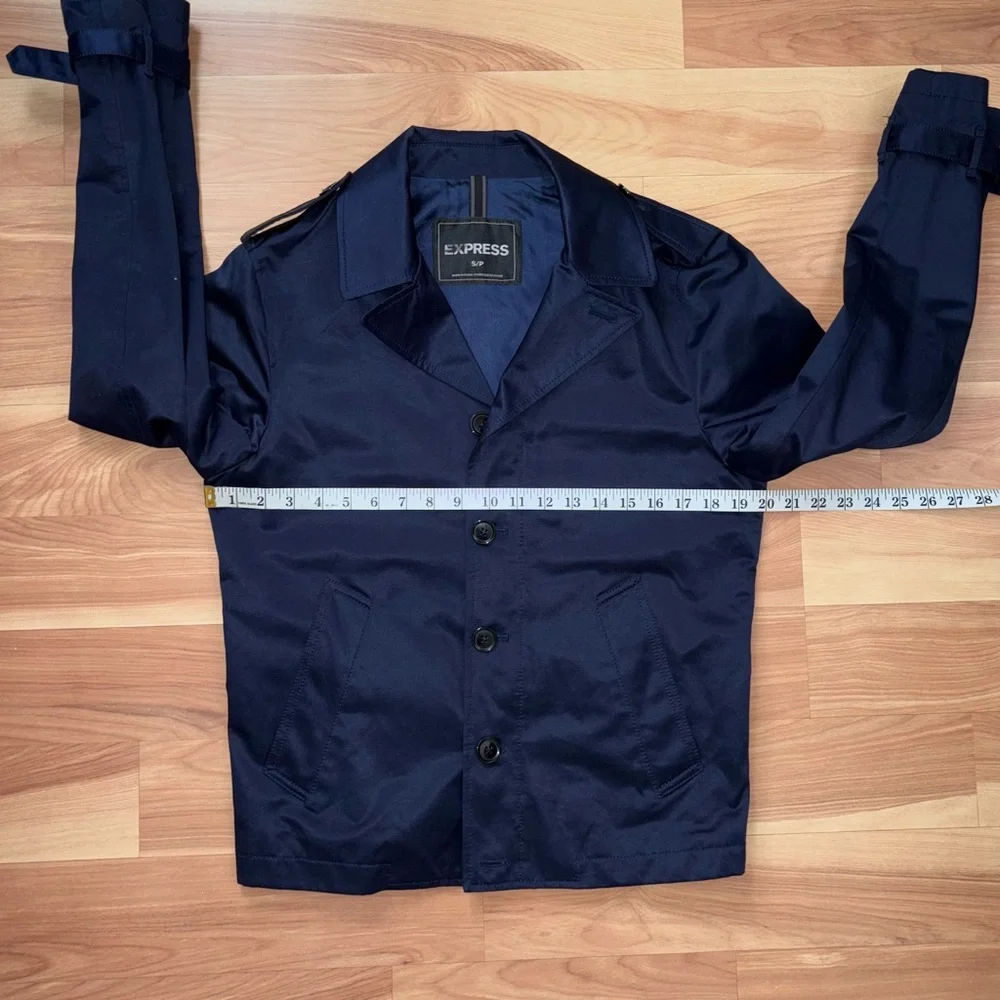 Express Navy Cotton Blend Military Blazer Jacket Size Small Business Casual Prep